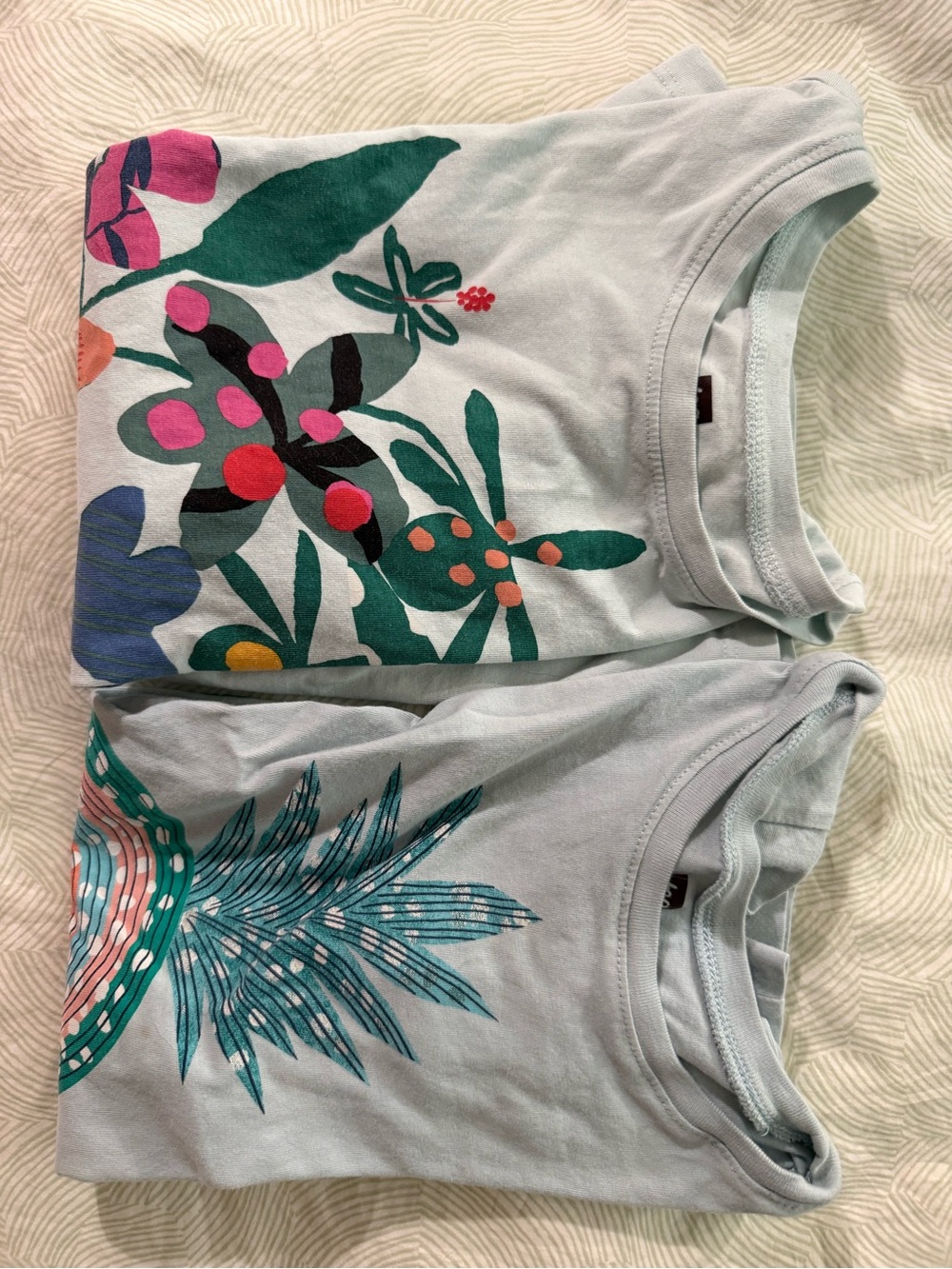 Tea Collection Light Blue Tee with Botanical Graphic